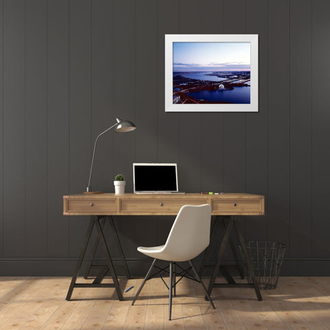 Jefferson Memorial taken from an open window in the Washington Monument, Washington, D.C. White Modern Wood Framed Art Print by Highmith, Carol