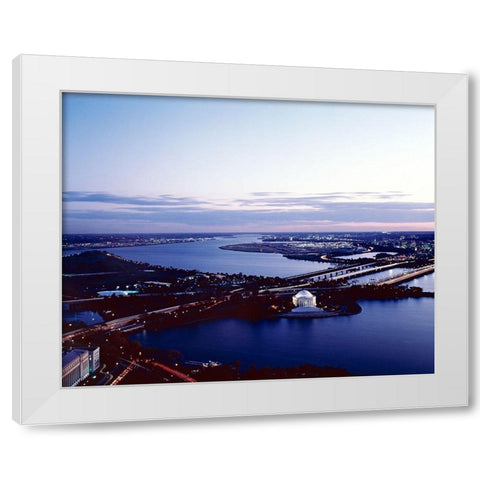 Jefferson Memorial taken from an open window in the Washington Monument, Washington, D.C. White Modern Wood Framed Art Print by Highmith, Carol