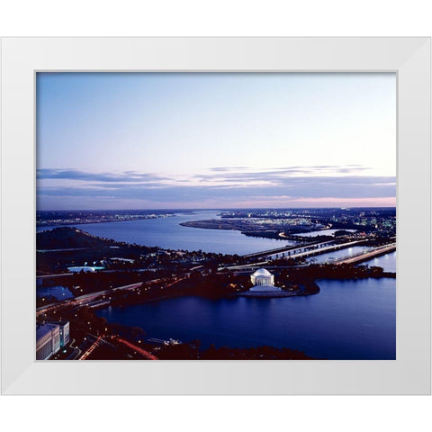 Jefferson Memorial taken from an open window in the Washington Monument, Washington, D.C. White Modern Wood Framed Art Print by Highmith, Carol