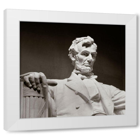 Lincoln Memorial statue by Daniel Chester French, Washington, D.C. White Modern Wood Framed Art Print by Highmith, Carol