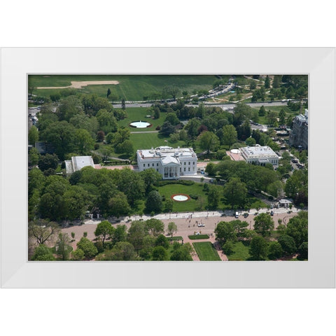 Aerial view of the White House, Washington, D.C. White Modern Wood Framed Art Print by Highmith, Carol