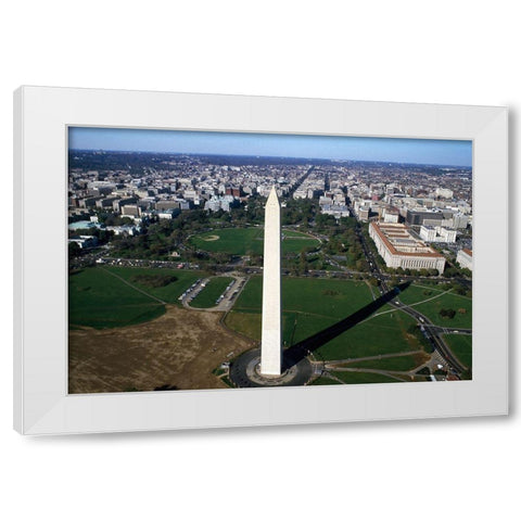 Aerial view of the Washington Monument, Washington, D.C. White Modern Wood Framed Art Print by Highmith, Carol