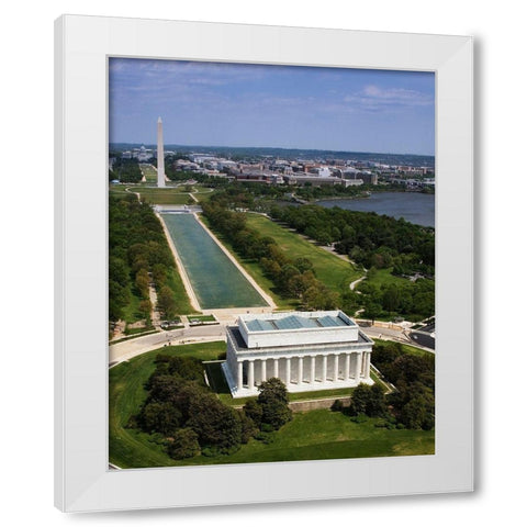 National Mall, Lincoln Memorial and Washington Monument, Washington D.C. White Modern Wood Framed Art Print by Highmith, Carol