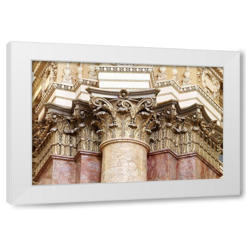 Main Reading Room. Detail of capitals of engaged columns. Library of Congress Thomas Jefferson Build White Modern Wood Framed Art Print by Highmith, Carol
