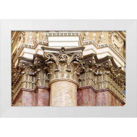 Main Reading Room. Detail of capitals of engaged columns. Library of Congress Thomas Jefferson Build White Modern Wood Framed Art Print by Highmith, Carol