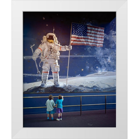 Part of mural The Space Mural, A Cosmic View, at the National Air and Space Museum, Washington, D.C. White Modern Wood Framed Art Print by Highmith, Carol