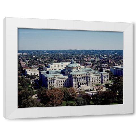 View of the Library of Congress Thomas Jefferson Building from the U.S. Capitol dome, Washington, D. White Modern Wood Framed Art Print by Highmith, Carol