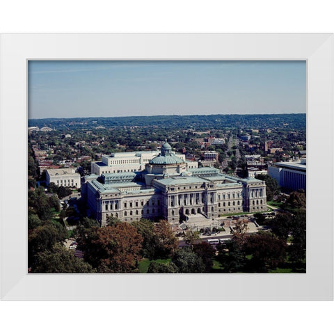 View of the Library of Congress Thomas Jefferson Building from the U.S. Capitol dome, Washington, D. White Modern Wood Framed Art Print by Highmith, Carol