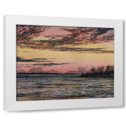 Sunset Over the Ice  White Modern Wood Framed Art Print by Church, Frederic E.