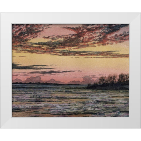 Sunset Over the Ice  White Modern Wood Framed Art Print by Church, Frederic E.