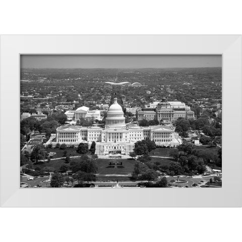 Aerial view, United States Capitol building, Washington, D.C. - Black and White Variant White Modern Wood Framed Art Print by Highmith, Carol