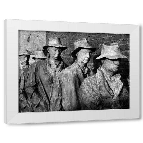 Breadline, F.D.R. Memorial, Washington, D.C. - Black and White Variant White Modern Wood Framed Art Print by Highmith, Carol