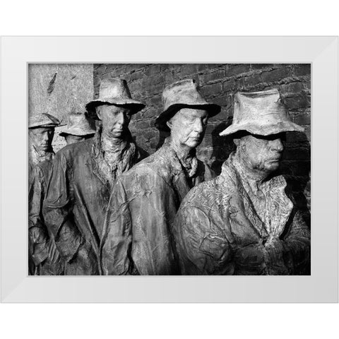 Breadline, F.D.R. Memorial, Washington, D.C. - Black and White Variant White Modern Wood Framed Art Print by Highmith, Carol
