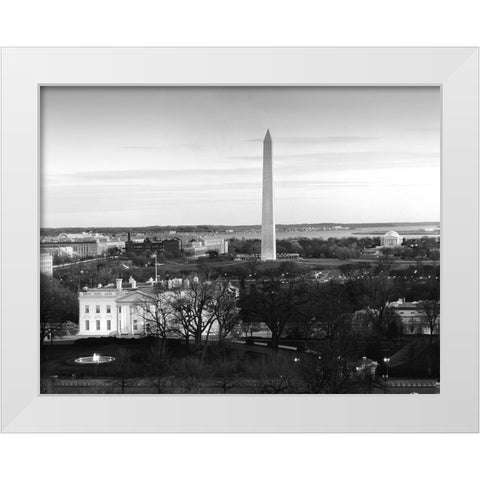 Dawn over the White House, Washington Monument, and Jefferson Memorial, Washington, D.C. - Black and White Modern Wood Framed Art Print by Highmith, Carol