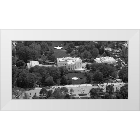 Aerial view of the White House, Washington, D.C. - Black and White Variant White Modern Wood Framed Art Print by Highmith, Carol