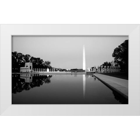 Reflecting pool on the National Mall with the Washington Monument reflected, Washington, D.C. - Blac White Modern Wood Framed Art Print by Highmith, Carol