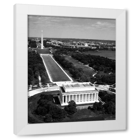 National Mall, Lincoln Memorial and Washington Monument, Washington D.C. - Black and White Variant White Modern Wood Framed Art Print by Highmith, Carol