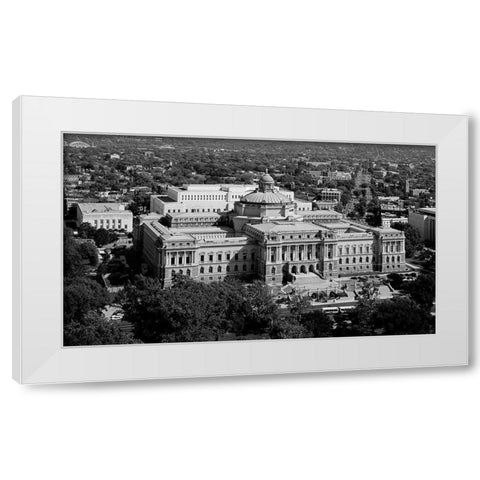 View of the Library of Congress Thomas Jefferson Building from the U.S. Capitol dome, Washington, D. White Modern Wood Framed Art Print by Highmith, Carol