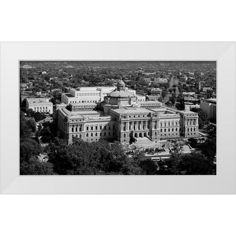 View of the Library of Congress Thomas Jefferson Building from the U.S. Capitol dome, Washington, D. White Modern Wood Framed Art Print by Highmith, Carol