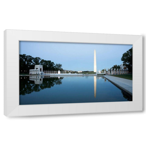Reflecting pool on the National Mall with the Washington Monument reflected, Washington, D.C. - Vint White Modern Wood Framed Art Print by Highmith, Carol