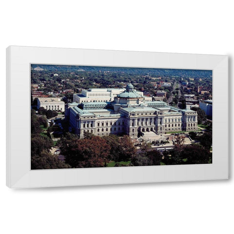 View of the Library of Congress Thomas Jefferson Building from the U.S. Capitol dome, Washington, D. White Modern Wood Framed Art Print by Highmith, Carol