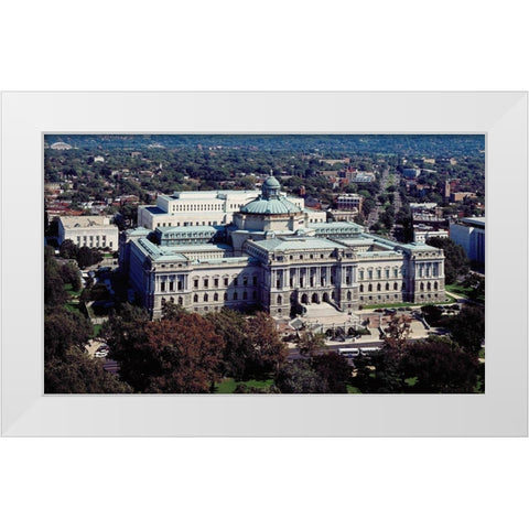 View of the Library of Congress Thomas Jefferson Building from the U.S. Capitol dome, Washington, D. White Modern Wood Framed Art Print by Highmith, Carol