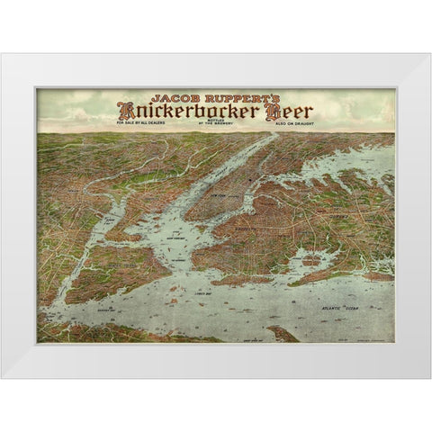 Panoramic view of New York City and vicinity, 1912 White Modern Wood Framed Art Print by Beer, Knickerbocker