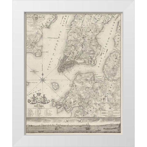 Plan of the City of New York, copied from the Ratzer Map. Surveyed in the Years 1766-1767. White Modern Wood Framed Art Print by New York Common Council