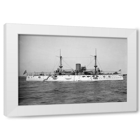 USS Texas, 1895 White Modern Wood Framed Art Print by Hart, Edward H.