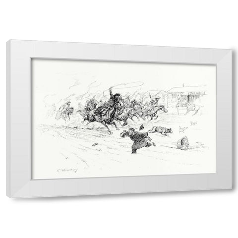 Painting the Town, 1899 White Modern Wood Framed Art Print by Russell, Charles Marion