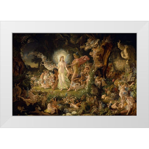 The Quarrel of Oberon and Titania White Modern Wood Framed Art Print by Paton, Sir Joseph Noel