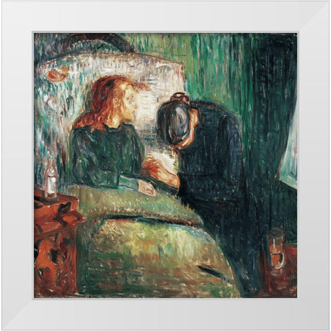 The Sick Child, 1907 White Modern Wood Framed Art Print by Munch, Edvard