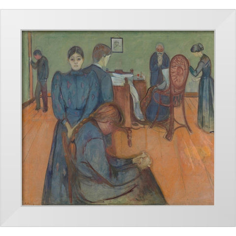 Death in the Sickroom, 1893 White Modern Wood Framed Art Print by Munch, Edvard