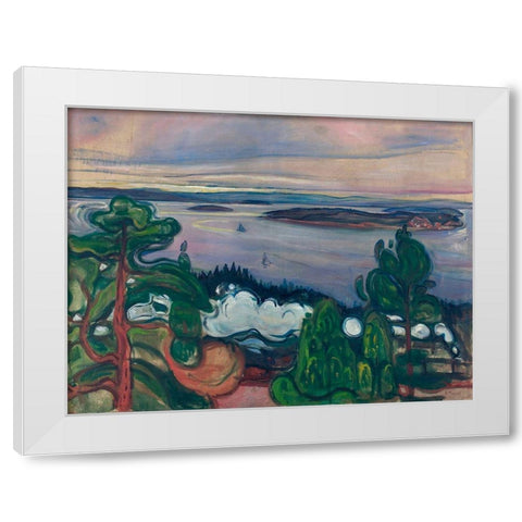 Train Smoke, 1900 White Modern Wood Framed Art Print by Munch, Edvard