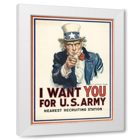 I want you for U.S. Army, c. 1917 White Modern Wood Framed Art Print by Flagg, James Montgomery