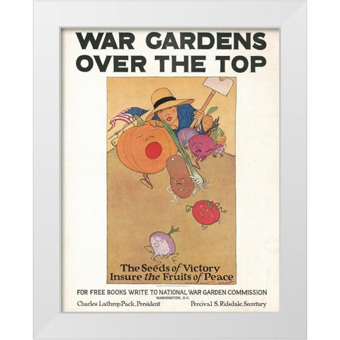 War Gardens Over the Top, 1919 White Modern Wood Framed Art Print by Barney, Maginel Wright