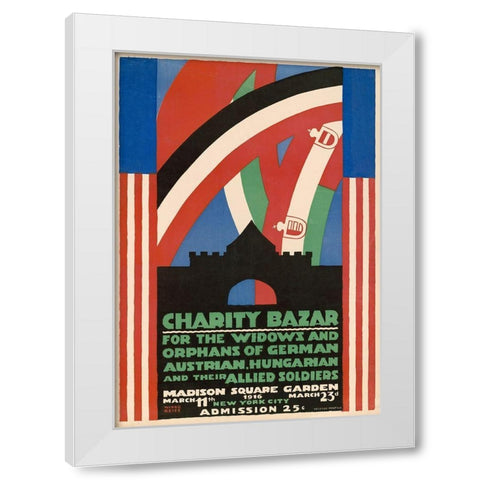 Charity Bazaar for Widows and Orphans, 1916 White Modern Wood Framed Art Print by Reiss, Winold