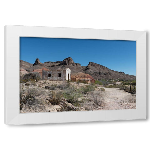 Abandoned movie set along the Rio Grande River in Big Bend Ranch State Park in lower Brewster County White Modern Wood Framed Art Print by Highmith, Carol