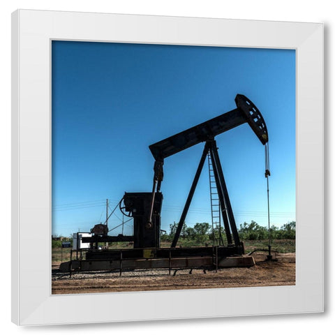 A pumpjack in Wichita County, TX White Modern Wood Framed Art Print by Highmith, Carol