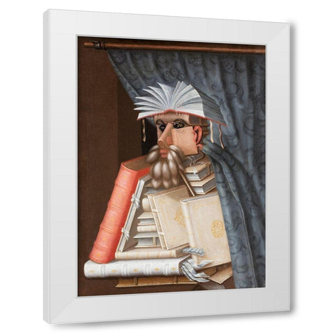 The Librarian White Modern Wood Framed Art Print by Arcimboldo, Giuseppe