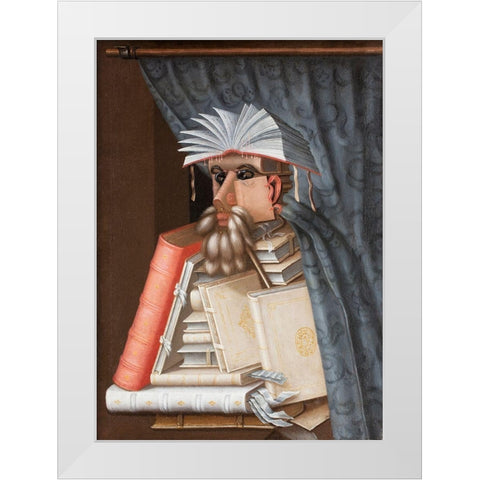 The Librarian White Modern Wood Framed Art Print by Arcimboldo, Giuseppe