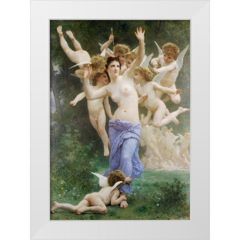The Wasps Nest, 1892 White Modern Wood Framed Art Print by Bouguereau, William-Adolphe
