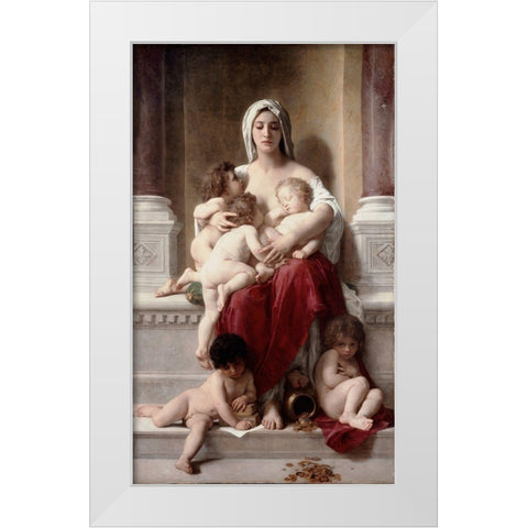 Charity White Modern Wood Framed Art Print by Bouguereau, William-Adolphe