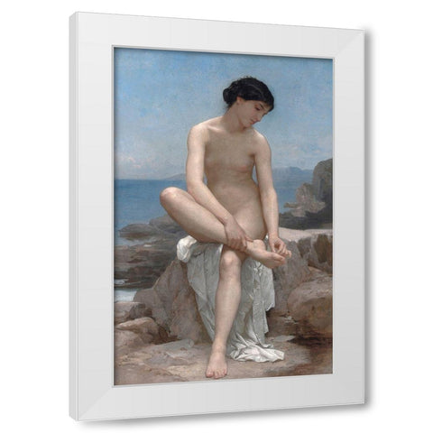 The Bather, 1879 White Modern Wood Framed Art Print by Bouguereau, William-Adolphe