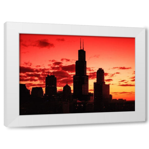 Chicago silhouette Chicago Illinois White Modern Wood Framed Art Print by Highsmith, Carol