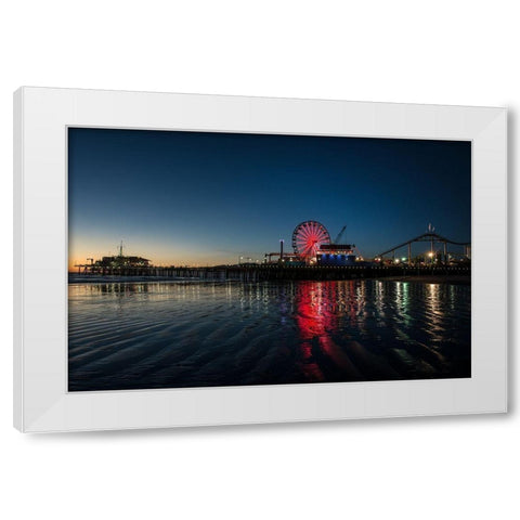 Santa Monica Pier at Sunset California White Modern Wood Framed Art Print by Highsmith, Carol