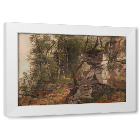 Trees on a Rocky Hillside White Modern Wood Framed Art Print by Durand, Asher Brown