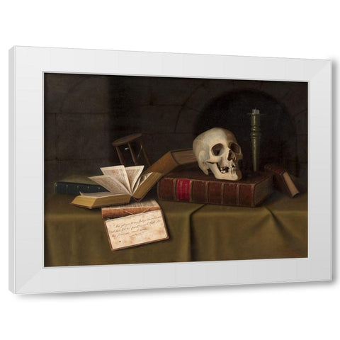 Memento Mori To This Favour White Modern Wood Framed Art Print by Harnett, William Michael