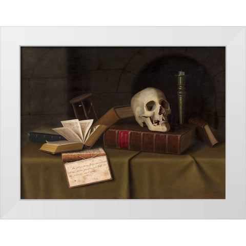 Memento Mori To This Favour White Modern Wood Framed Art Print by Harnett, William Michael