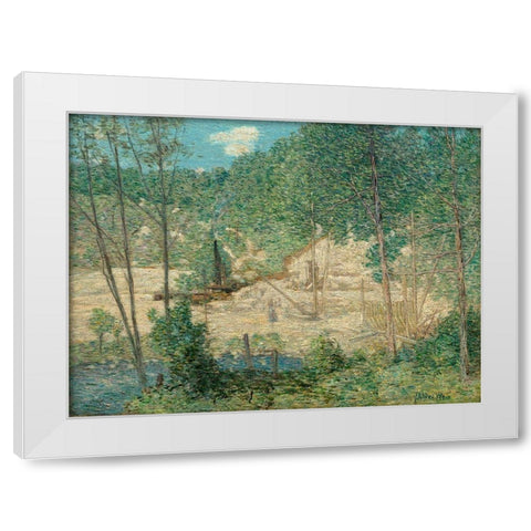 The Building of the Dam White Modern Wood Framed Art Print by Weir, J Alden